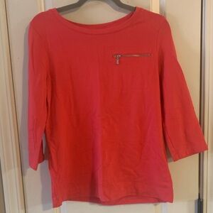 Croft & Barrow Coral Long Sleeve Top with Zipper